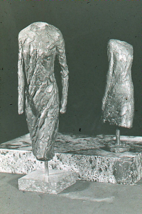 Maquettes for Draped Figure Walking and Draped Figure with Arm